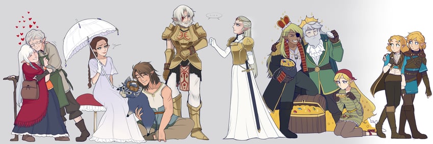 link, princess zelda, toon link, and tetra (the legend of zelda and 5 more) drawn by mims_(mimimon)