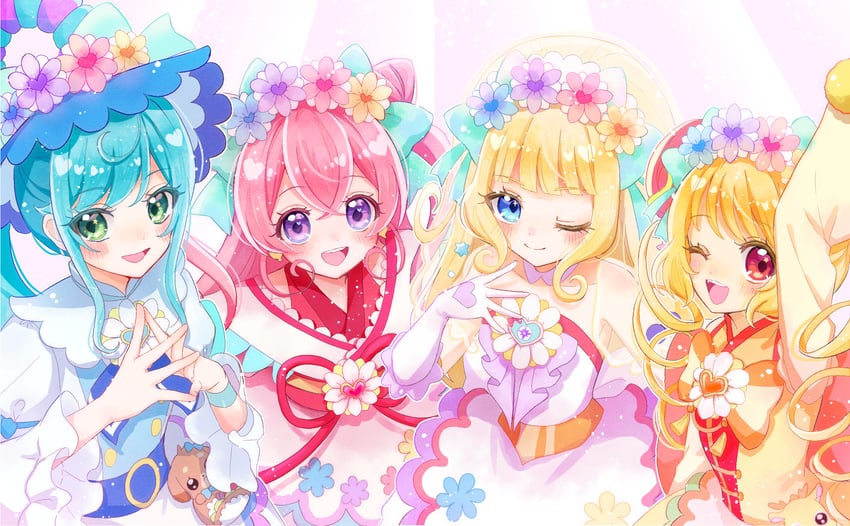 nagomi yui, fuwa kokone, kasai amane, hanamichi ran, cure precious, and 6 more (precure and 1 more) drawn by merrybear