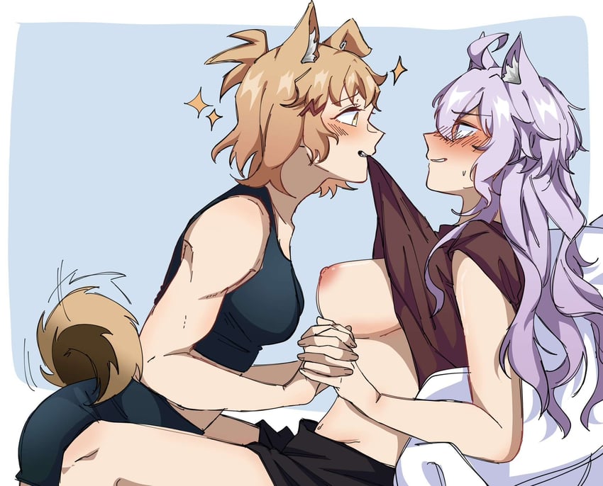 yukine chris and tachibana hibiki (senki zesshou symphogear) drawn by akasukiane04