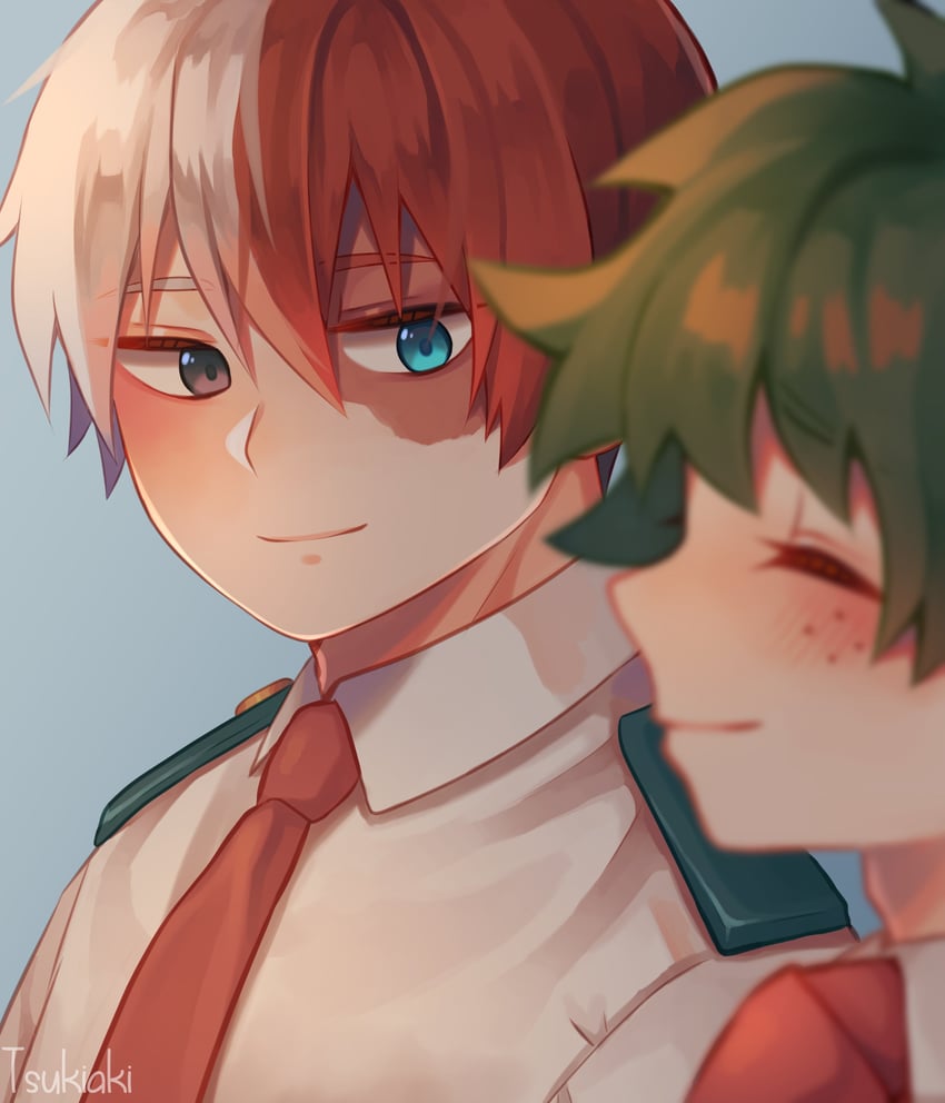 midoriya izuku and todoroki shoto (boku no hero academia) drawn by tsukiaki_teriyaki
