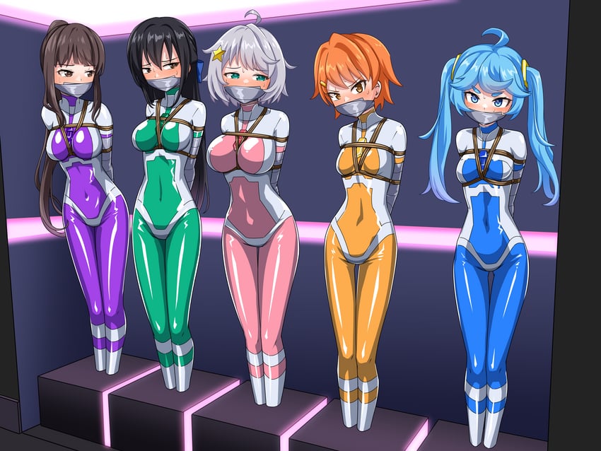 porin, star pearl, hououin miya, hoshizora kohaku, star emerald, and 1 more (chikyuu boueitai star guardians) drawn by thalter39o