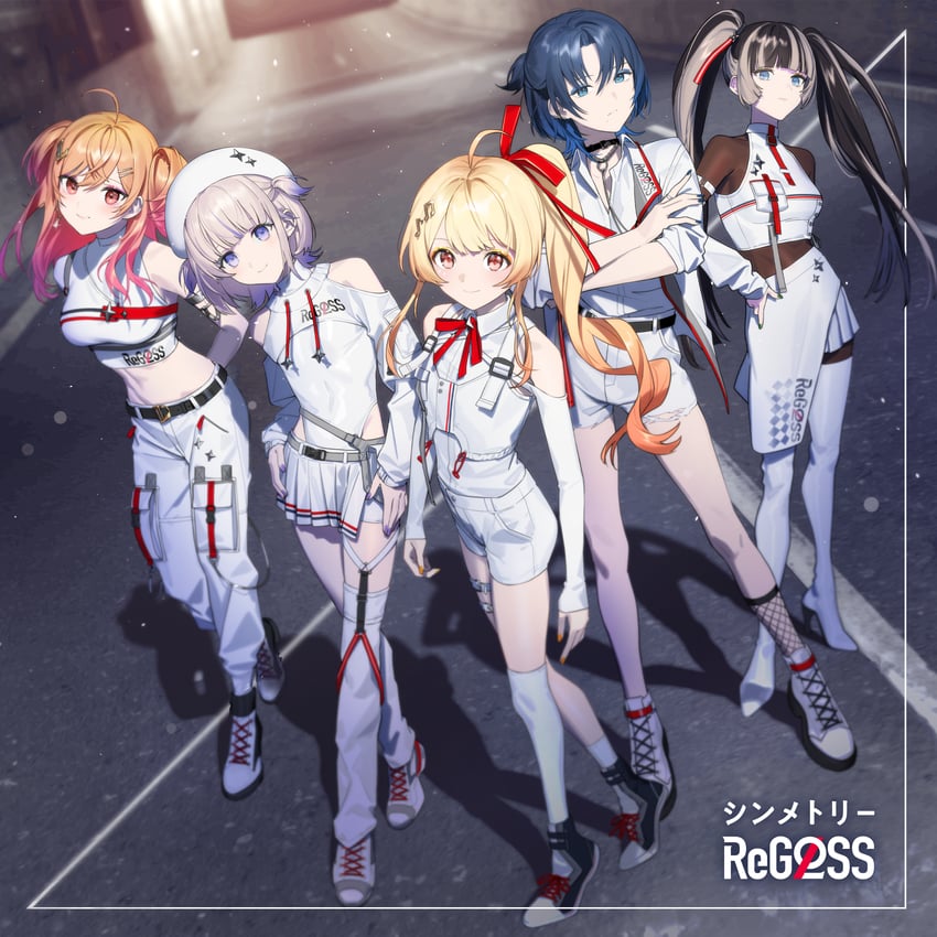 ichijou ririka, juufuutei raden, otonose kanade, hiodoshi ao, and todoroki hajime (hololive and 1 more) drawn by oguchi