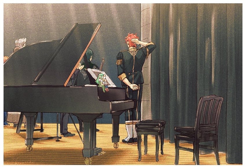 male byleth, sylvain jose gautier, and mercedes von martritz (fire emblem and 1 more) drawn by kino_(twitter3500356154)