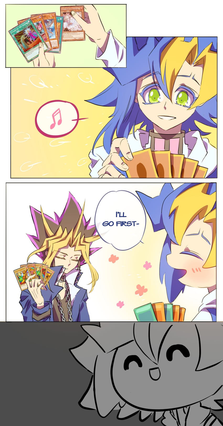 yami yugi, ash blossom & joyous spring, exodia the forbidden one, called by the grave, and yusa shoma (yu-gi-oh! and 2 more) drawn by zackpyo