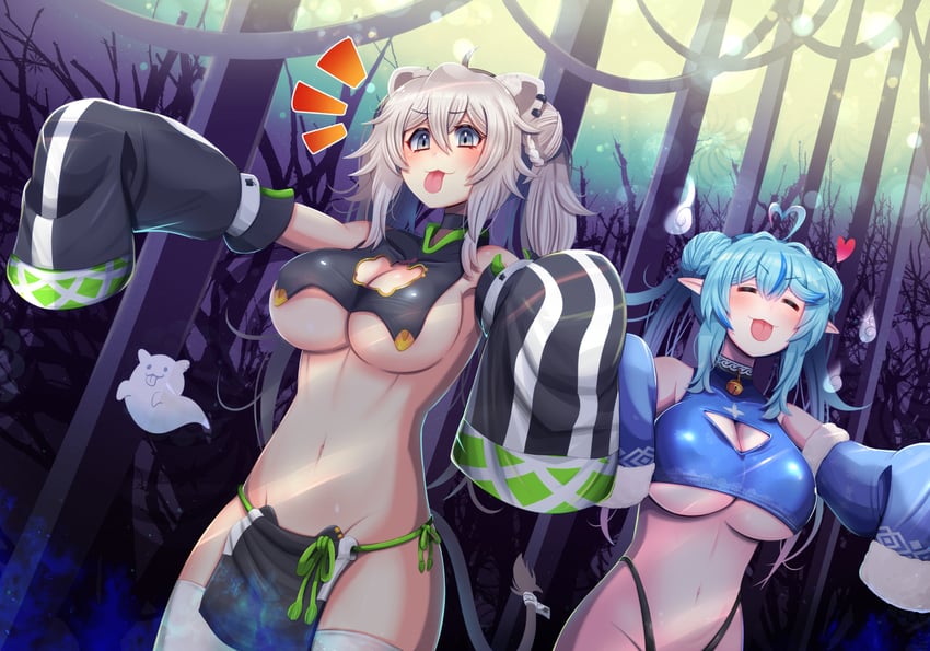 yukihana lamy and shishiro botan (hololive) drawn by mi_nomi_ni
