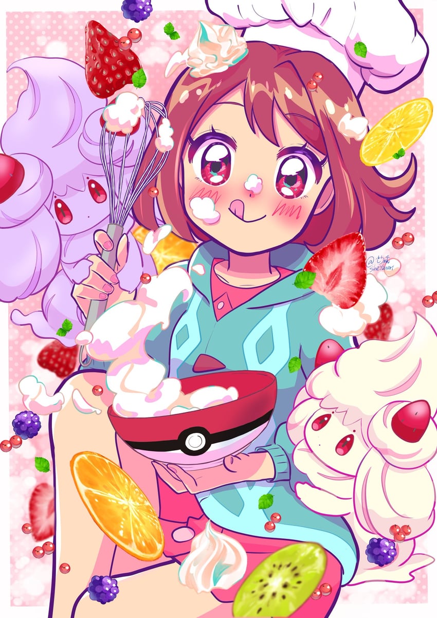 gloria and alcremie (pokemon and 1 more) drawn by sheyona