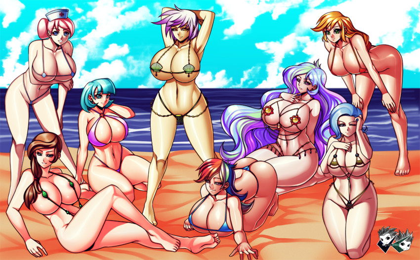 rainbow dash, applejack, princess celestia, trixie lulamoon, gilda, and 3 more (my little pony and 1 more) drawn by jadenkaiba