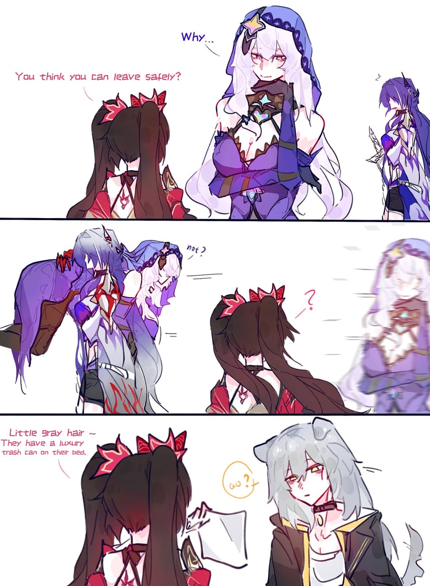 trailblazer, stelle, acheron, sparkle, and black swan (honkai and 1 more) drawn by roymsygxelaxpgk