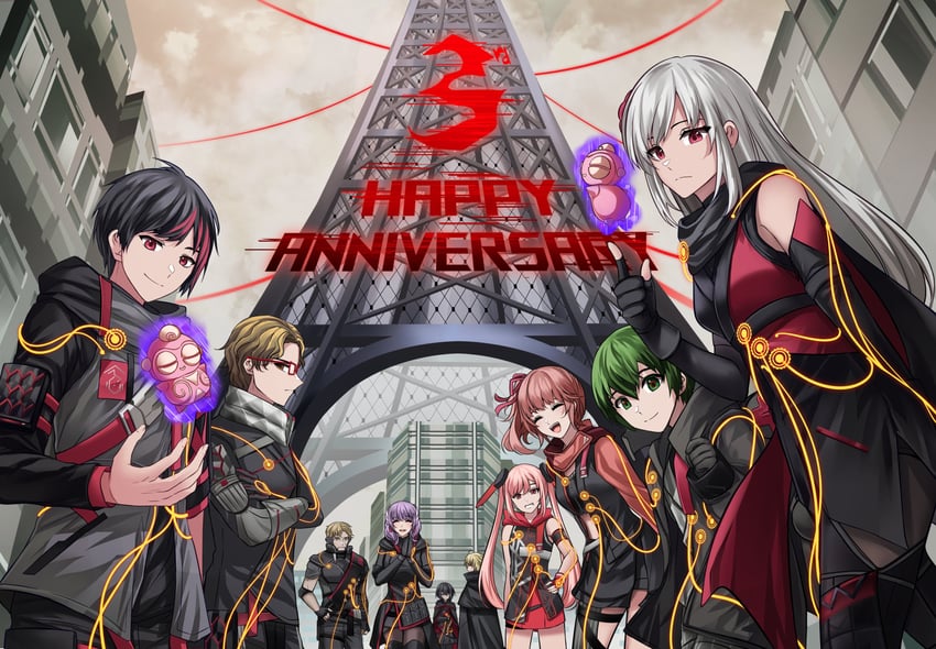 kasane randall, hanabi ichijou, sumeragi yuito, arashi spring, kyoka eden, and 5 more (scarlet nexus) drawn by nivel-floss