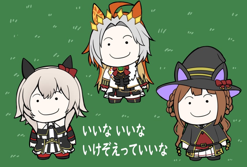curren chan, sweep tosho, orfevre, and ikezoe ken'ichi (umamusume and 1 more) drawn by aramori_susumu