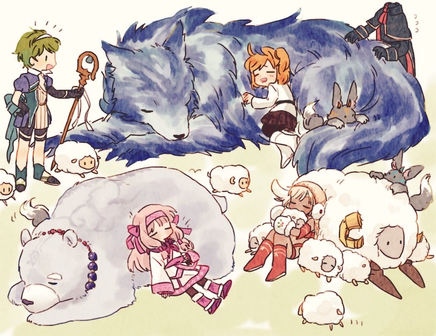 fujimaru ritsuka, altera, sitonai, altera the santa, lobo, and 5 more (fate and 1 more) drawn by korin_(56cororin)
