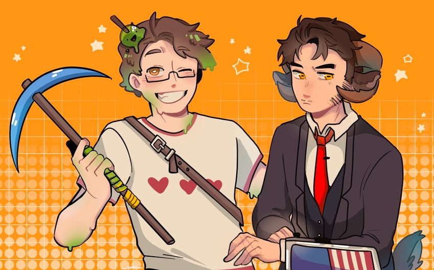 slimecicle, jschlatt, and glatt (minecraft and 2 more) drawn by gomi_(gomiidd)