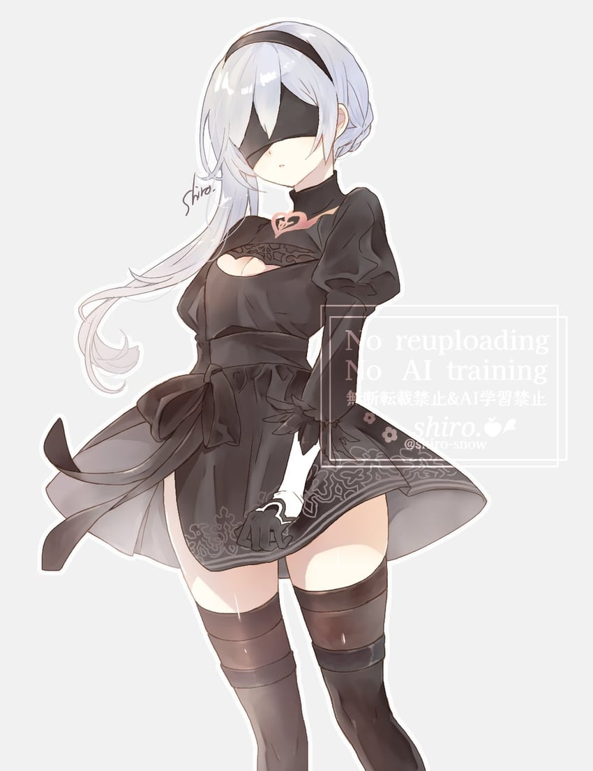 2b and snow white (nier and 2 more) drawn by shiro_snow