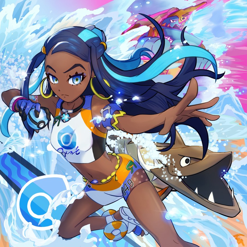 nessa, drednaw, barraskewda, and gigantamax drednaw (pokemon and 1 more) drawn by tom_(pixiv10026189)