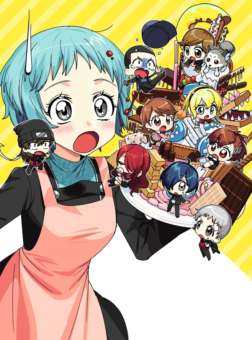 yuuki makoto, aigis, shiomi kotone, takeba yukari, kirijou mitsuru, and 6 more (persona and 2 more) drawn by ssabdeog
