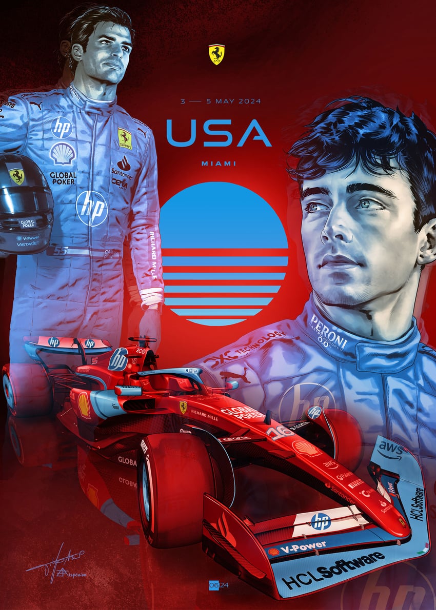 charles leclerc and carlos sainz (real life and 1 more) drawn by giovanni_p._timpano