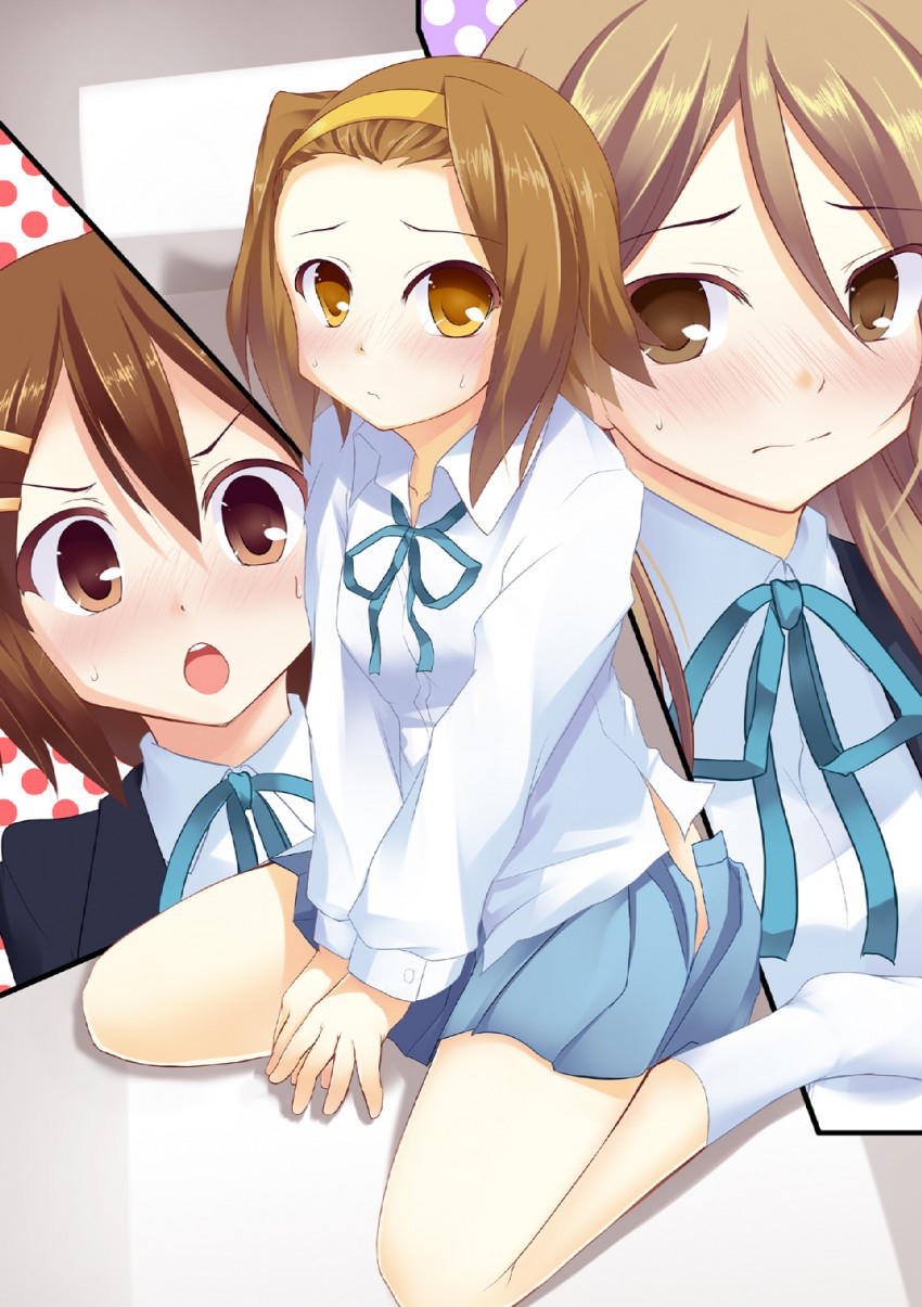 hirasawa yui, tainaka ritsu, and tachibana himeko (k-on!) drawn by hitsujibane_shinobu