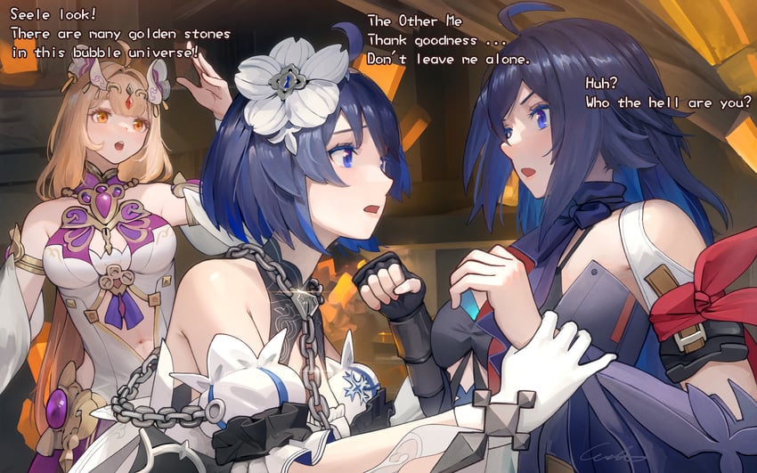 seele vollerei, seele, and susannah manatt (honkai and 2 more) drawn by welt_(kinsei_koutenkyoku)
