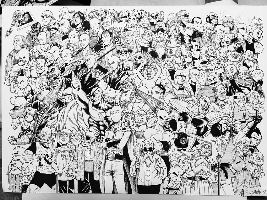 vegeta, saitama, kuririn, muten roushi, sagat, and 76 more (pokemon and 68 more) drawn by lee_(dragon_garou)