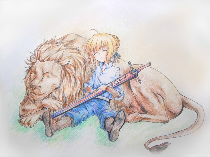 artoria pendragon and saber (fate and 1 more) drawn by sworgun