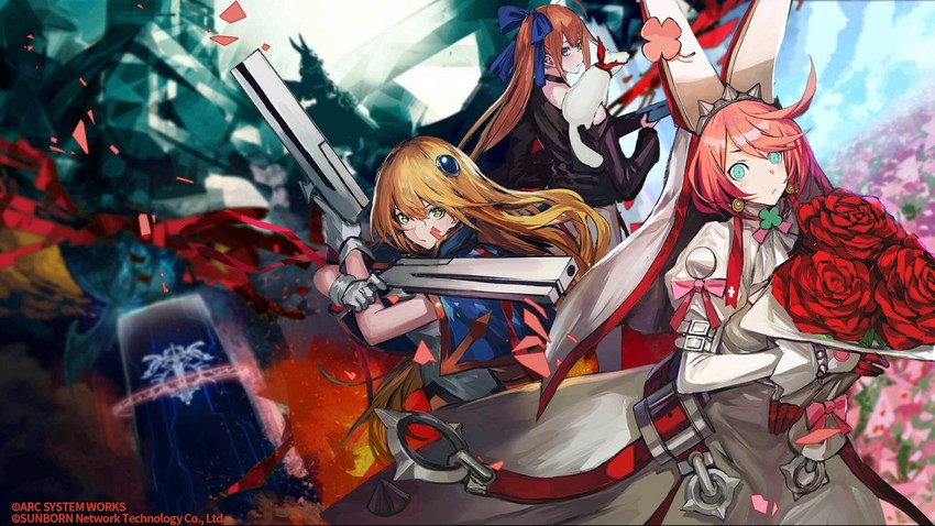 elphelt valentine, noel vermillion, and fal (girls' frontline and 4 more) drawn by infukun