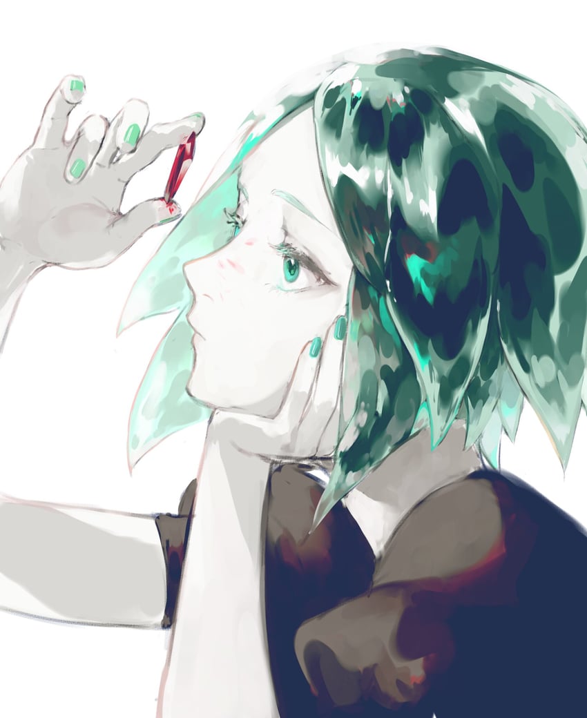 phosphophyllite and cinnabar (houseki no kuni) drawn by akuta_vi