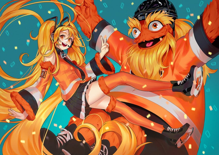 hatsune miku and gritty (vocaloid and 2 more) drawn by oskar_vega