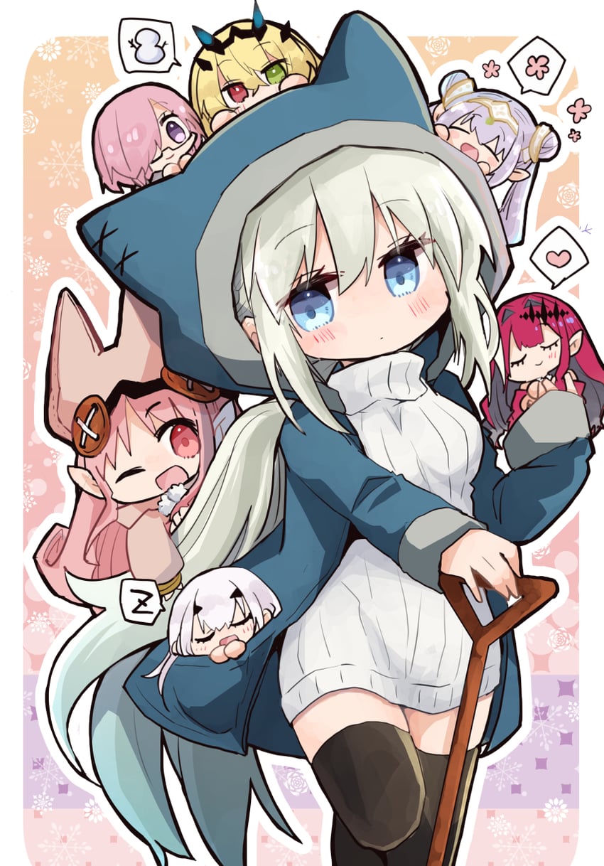 mash kyrielight, baobhan sith, morgan le fay, melusine, barghest, and 2 more (fate and 1 more) drawn by shio_kuzumochi