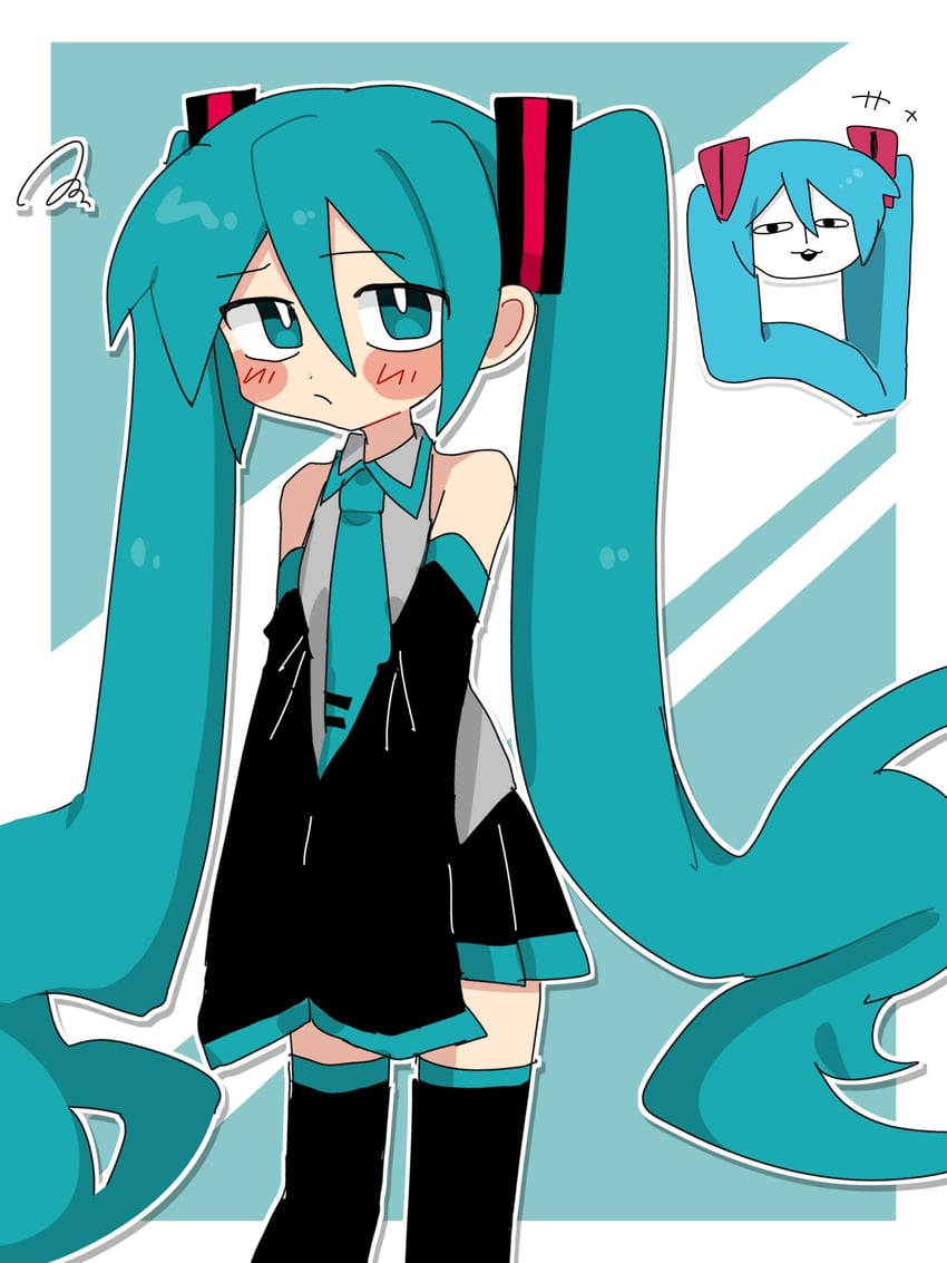 hatsune miku and shiteyan'yo (vocaloid) drawn by kyomu_305
