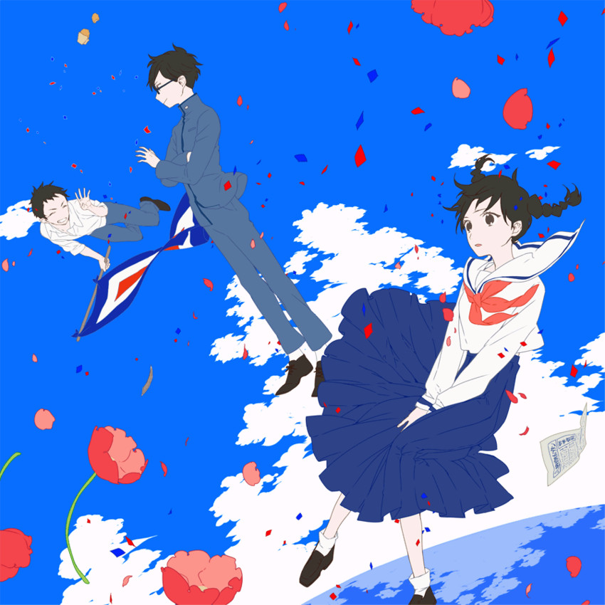komatsuzaki umi, kazama shun, and mizunuma shirou (kokurikozaka kara) drawn by kunkun_(ysg)
