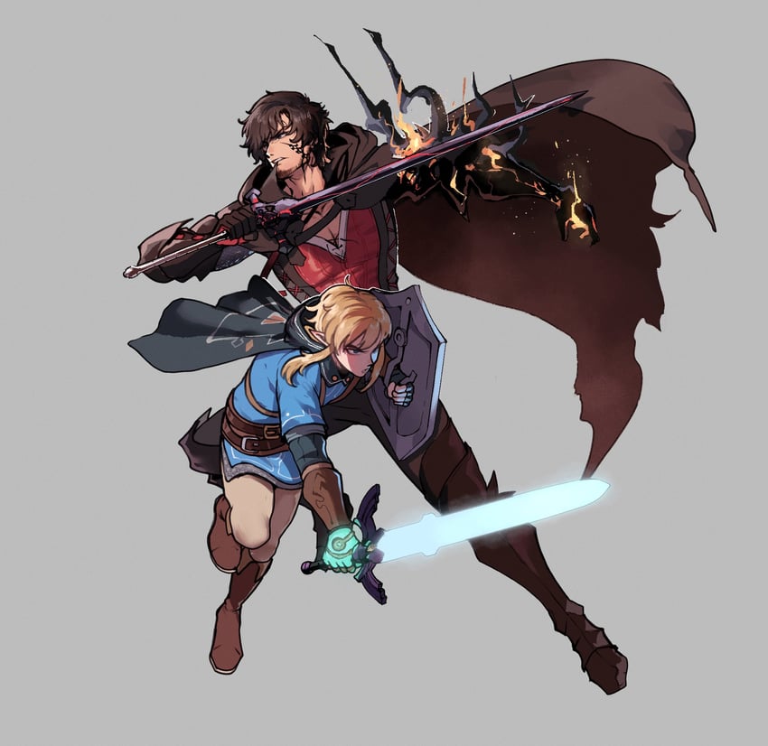 link and clive rosfield (final fantasy and 3 more) drawn by nyantcha