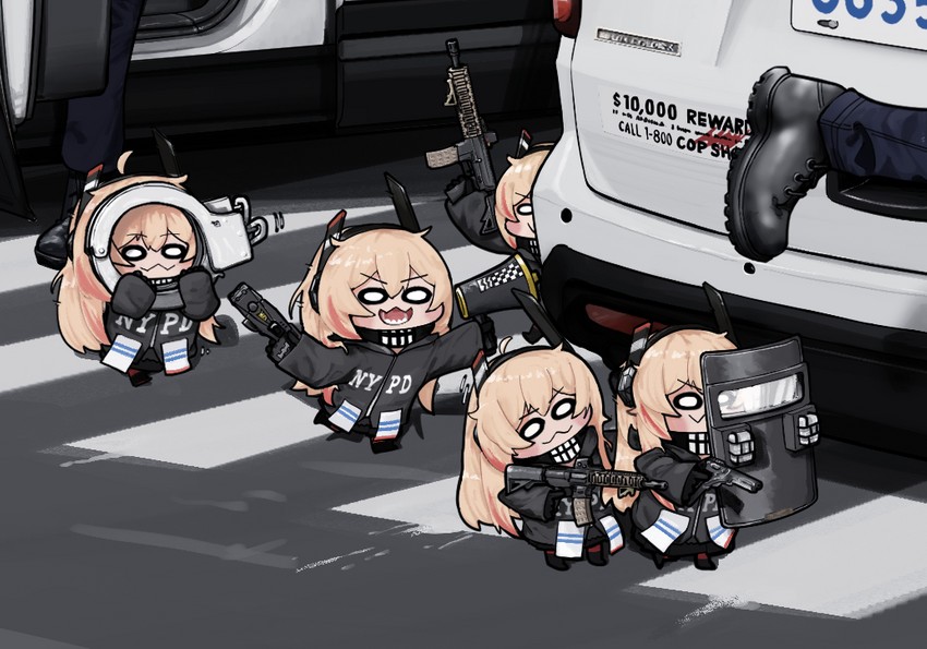 m4 sopmod ii, st ar-15, ro635, and m4 sopmod ii jr (girls' frontline) drawn by uingssi