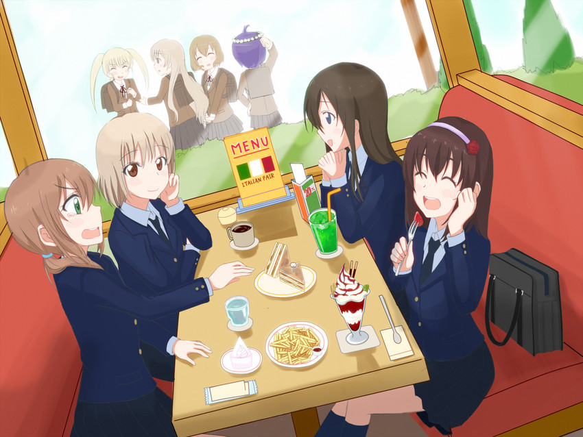 oomuro hanako, oomuro nadeshiko, takasaki misaki, miwa ai, yaeno miho, and 3 more (yuruyuri and 1 more) drawn by nekopan_(neko-blr)