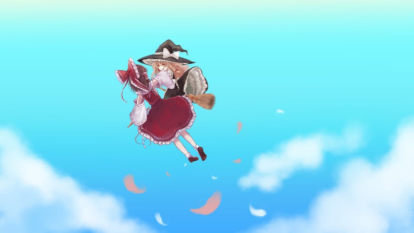 hakurei reimu and kirisame marisa (touhou) drawn by yururi_nano