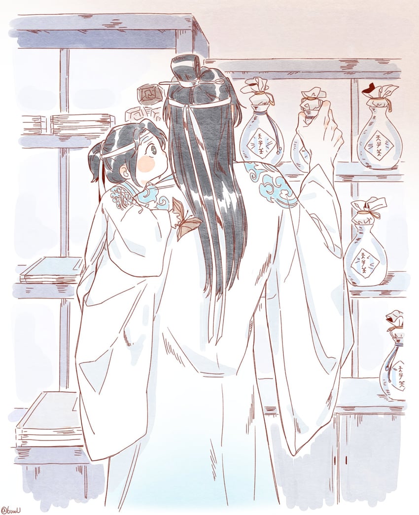 lan wangji and lan sizhui (modao zushi) drawn by 6uoou
