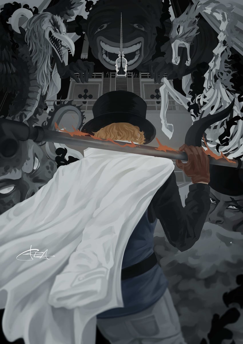 sabo, jaygarcia saturn, imu, ethan-baron v. nusjuro, marcus mars, and 2 more (one piece) drawn by reahasuu