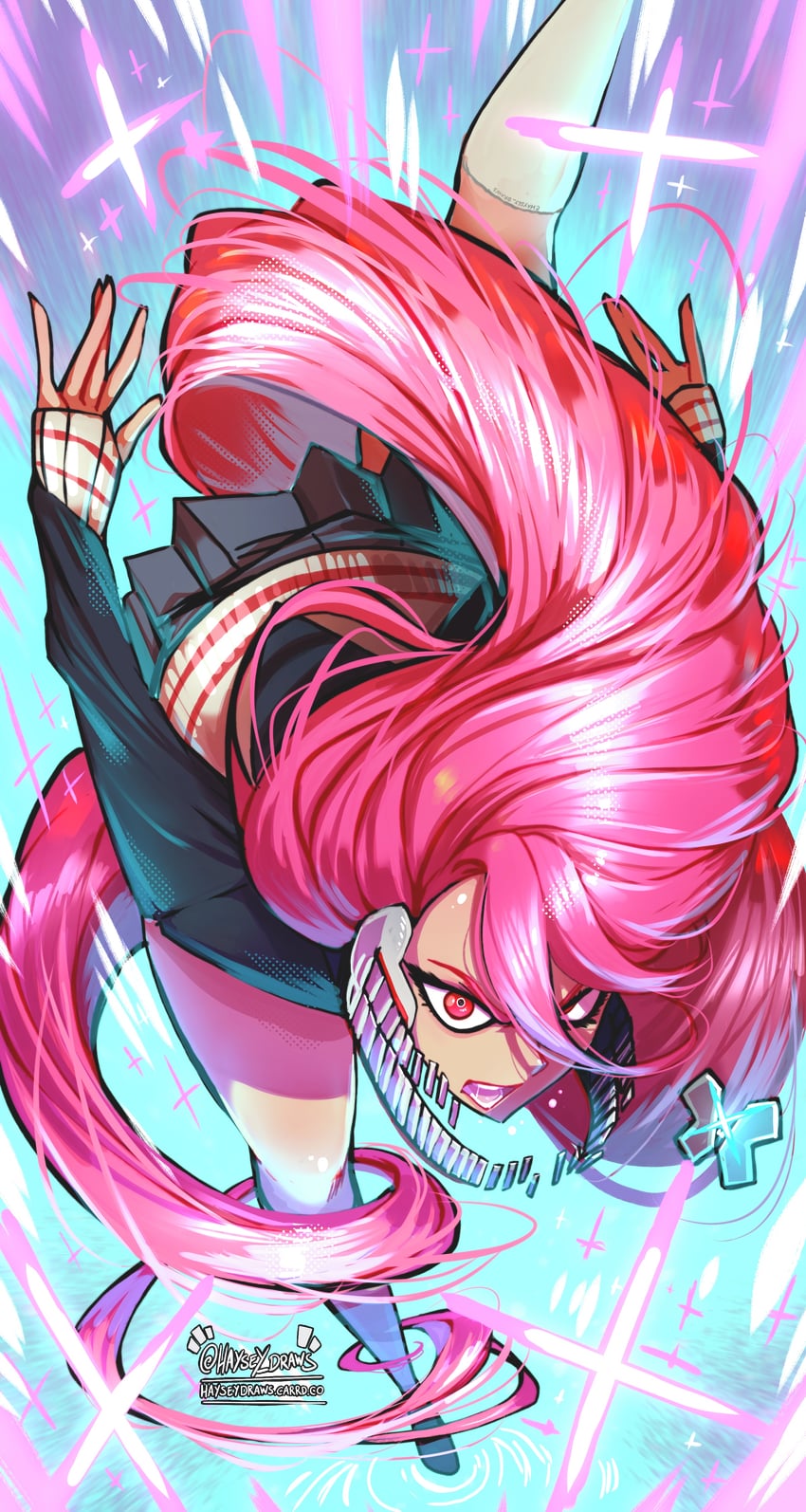 shiratori aira and acrobatic silky (dandadan) drawn by haysey