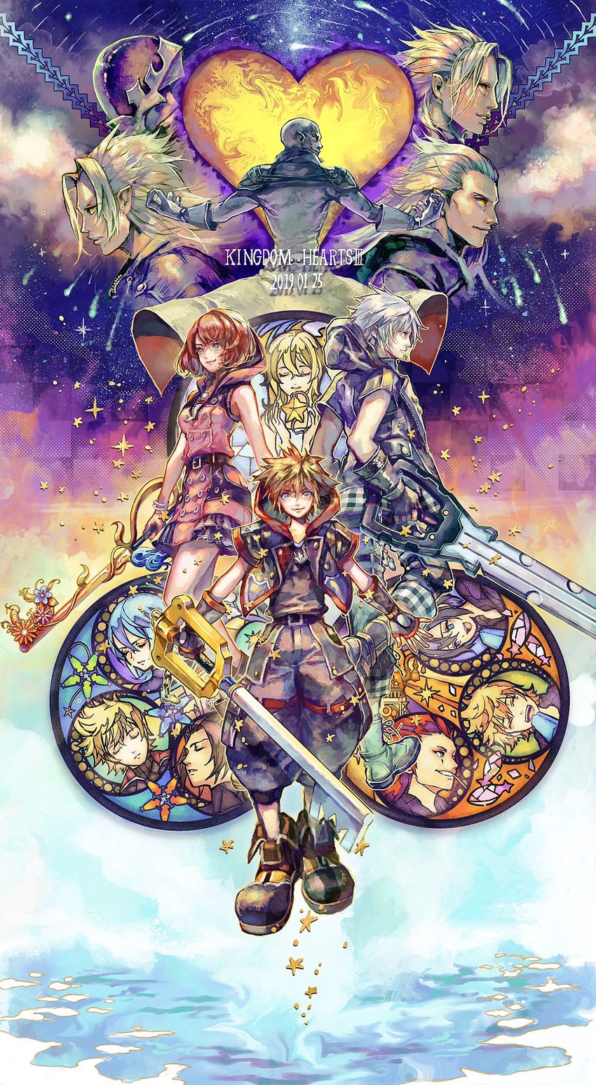 sora, roxas, kairi, riku, aqua, and 10 more (kingdom hearts and 1 more) drawn by nanase_shie