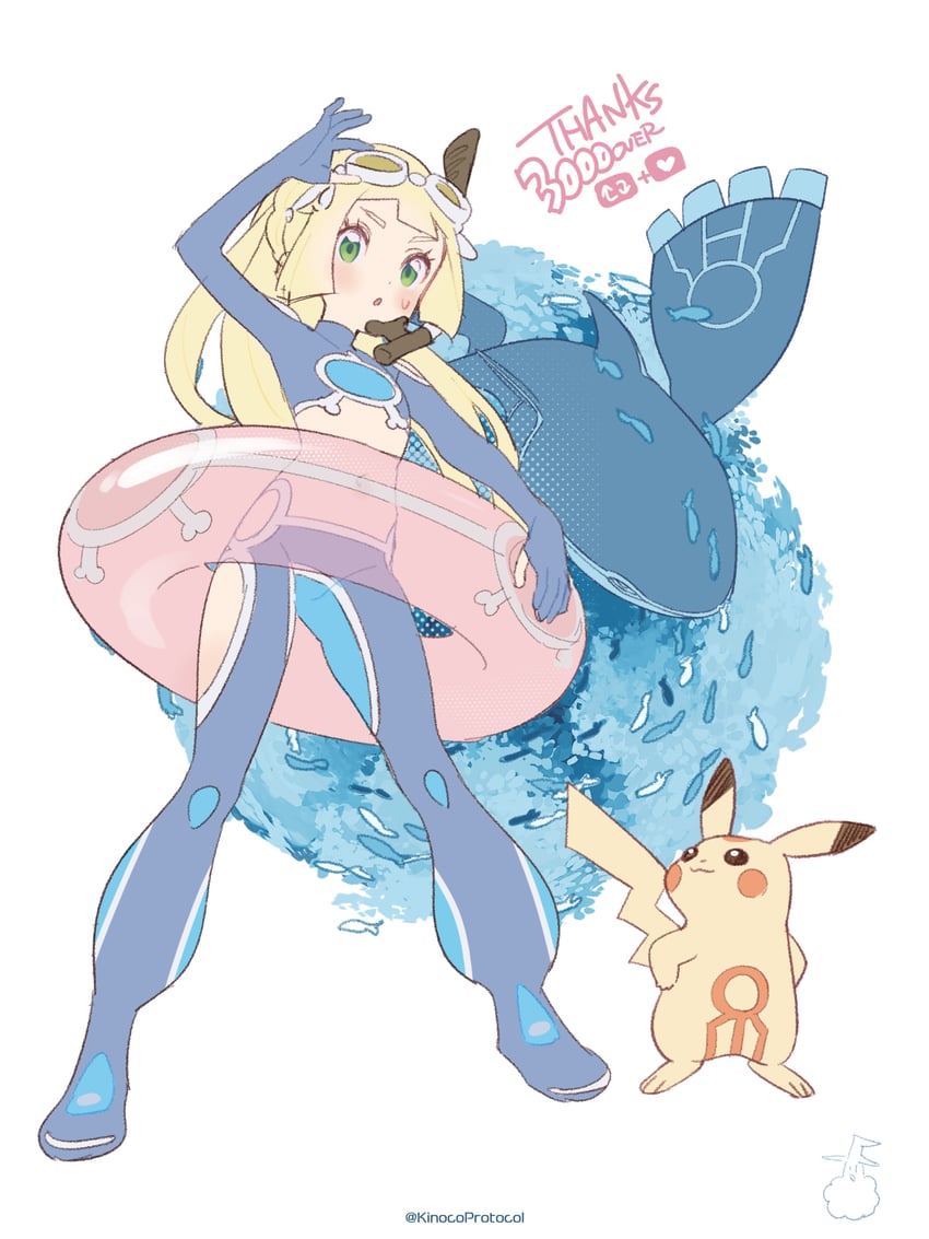 pikachu, lillie, kyogre, and shelly (pokemon and 3 more) drawn by kinocopro