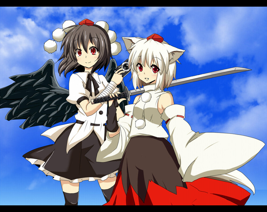 shameimaru aya and inubashiri momiji (touhou) drawn by suna_(sunaipu)