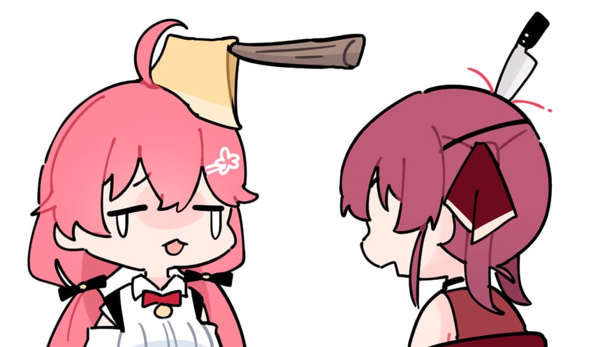 houshou marine and sakura miko (hololive) drawn by sakana_(saka11205)