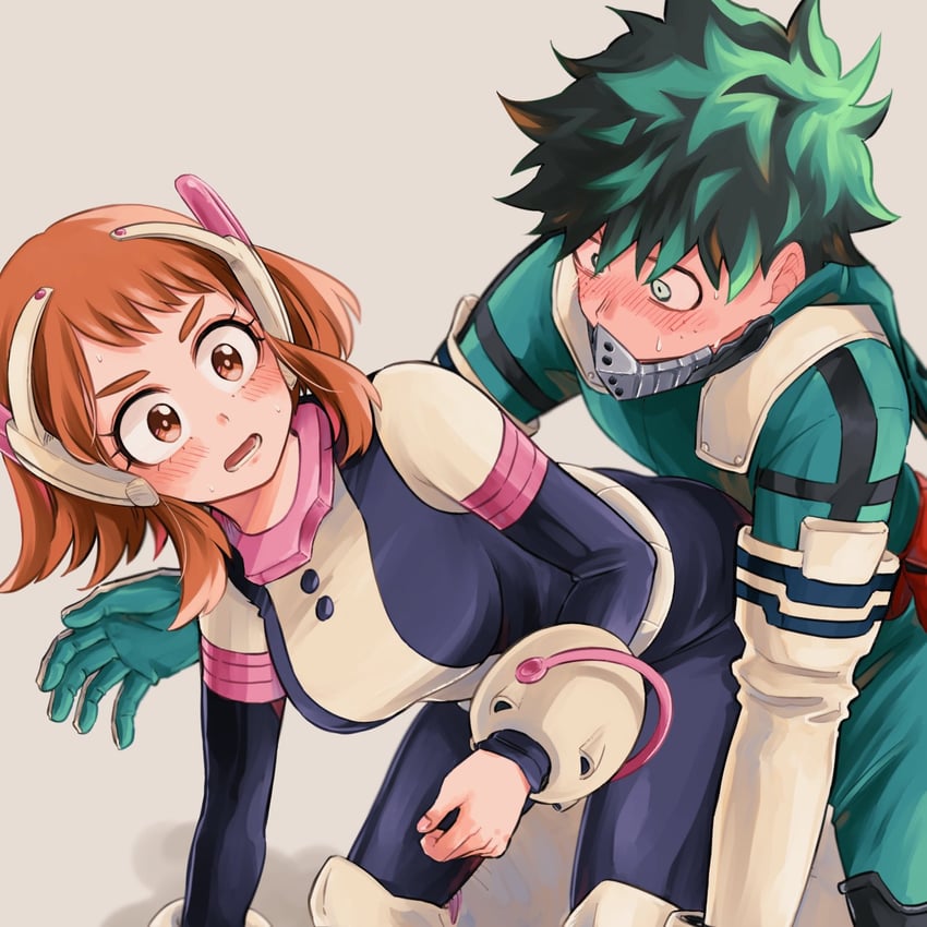 midoriya izuku and uraraka ochaco (boku no hero academia) drawn by tabetai_omochi