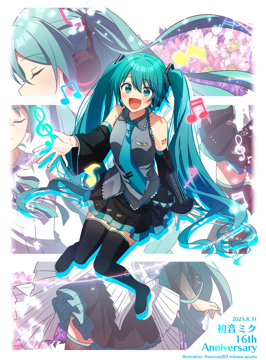 hatsune miku (vocaloid and 1 more) drawn by mikawa_ayumu
