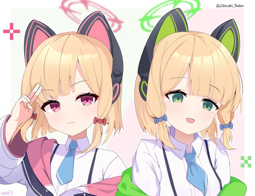 momoi and midori (blue archive) drawn by chisaka_raku