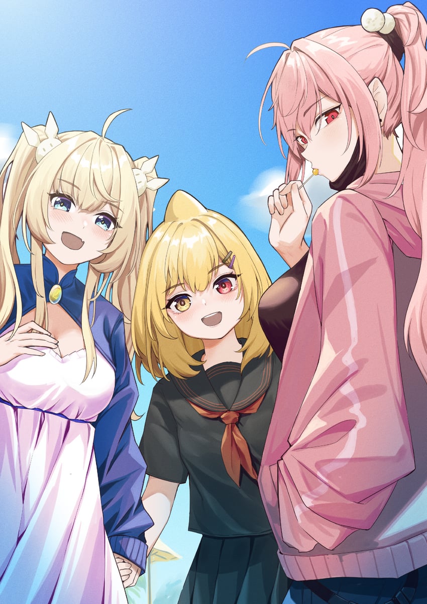 kaofish, c chan, and a pi (indie virtual youtuber) drawn by hpapo