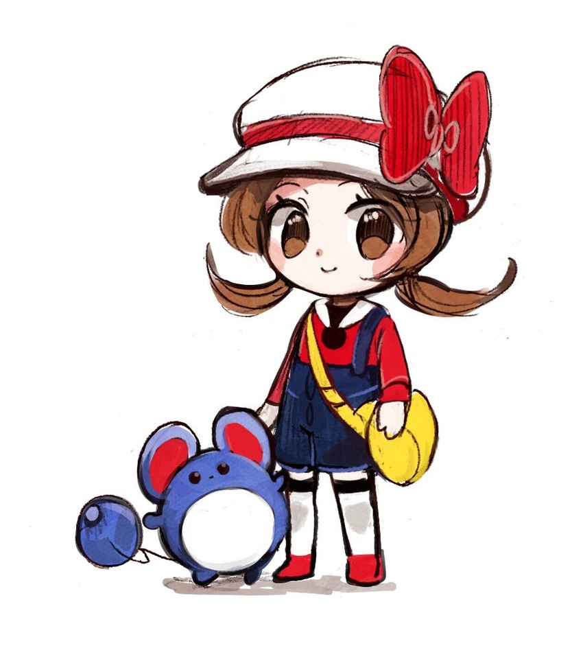 lyra and marill (pokemon and 1 more) drawn by tama_(hiroshige_36)