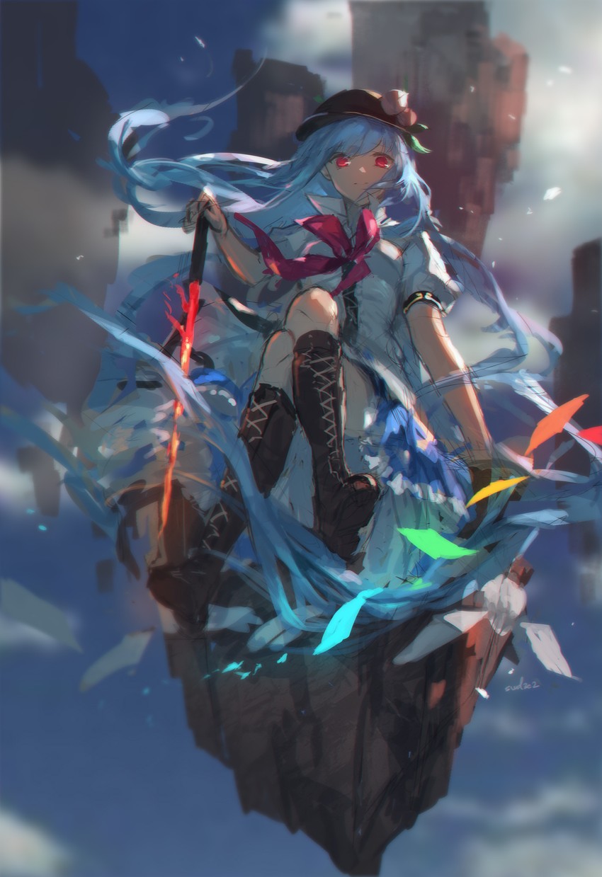 hinanawi tenshi (touhou and 1 more) drawn by swd3e2