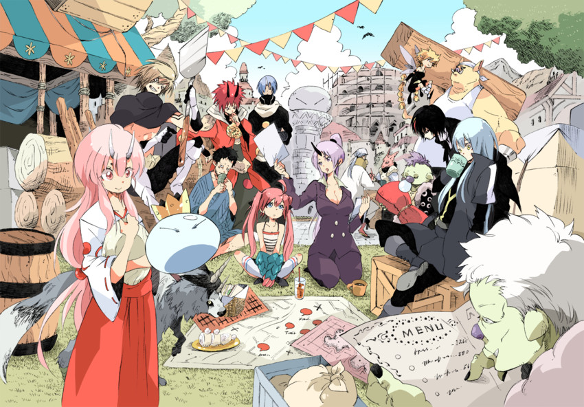 rimuru tempest, milim nava, shion, shuna, ramiris, and 11 more (tensei shitara slime datta ken) drawn by makkamu