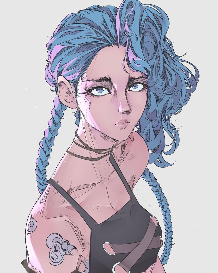 jinx and arcane jinx (league of legends and 1 more) drawn by elliemaplefox