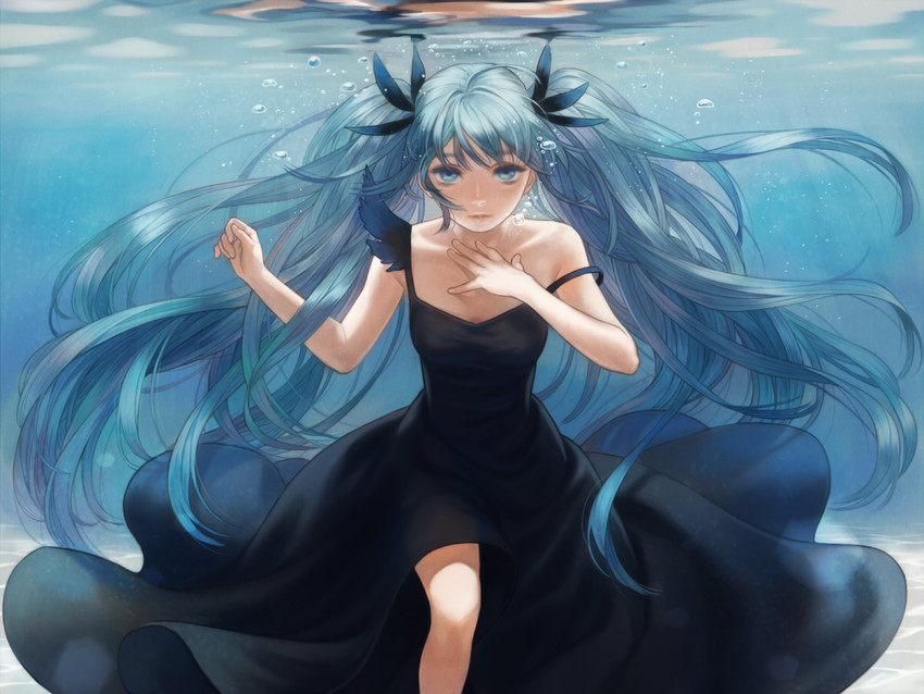 hatsune miku (vocaloid and 1 more) drawn by esukee